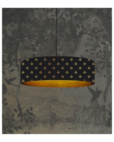Suspension doré imprimé noir et or Lys Ø 65 x H 28