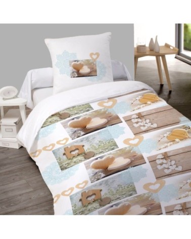 Parure de couette 100% coton flanelle imprimée 140x200 1 taie