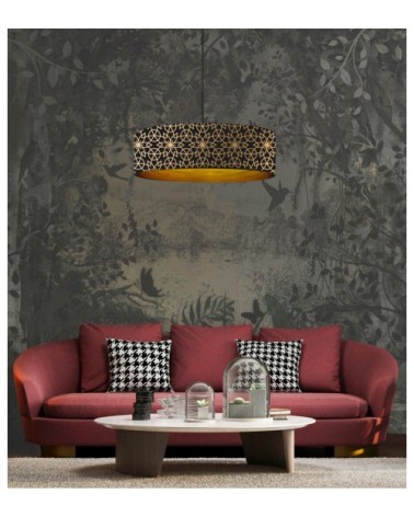 Suspension doré imprimé noir et or Rosace Ø 65 x H 28