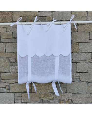 Store en lin blanc avec festons 80X160 CM