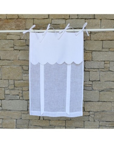 Store en lin blanc avec festons 80X160 CM