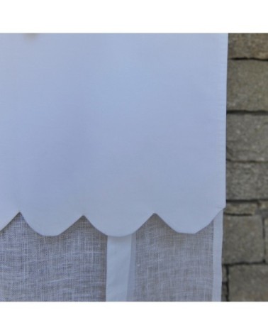 Store en lin blanc avec festons 80X160 CM