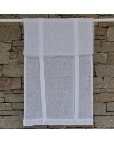 Store en lin blanc avec bords effilochés 80X160 CM