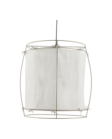Suspension en tissu blanc et métal doré finition laiton - h. 75 cm