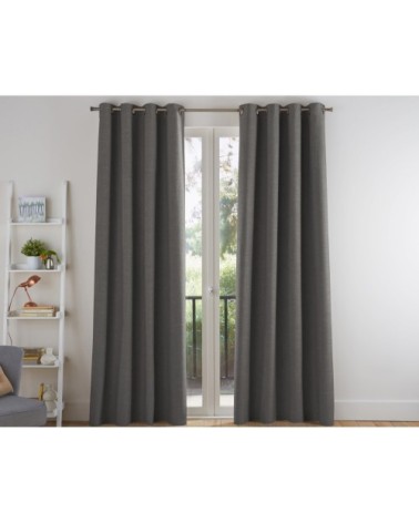 Rideau à l'unité monté sur illet 135x260 en coton gris