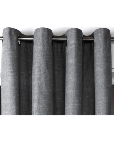 Rideau à l'unité monté sur illet 135x260 en coton gris