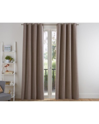 Rideau à l'unité monté sur illet 135x260 en coton marron