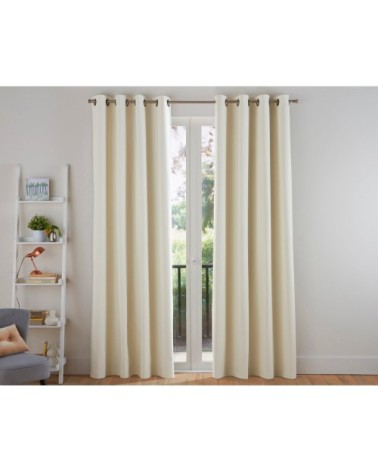Rideau à l'unité monté sur illet 135x260 en coton beige