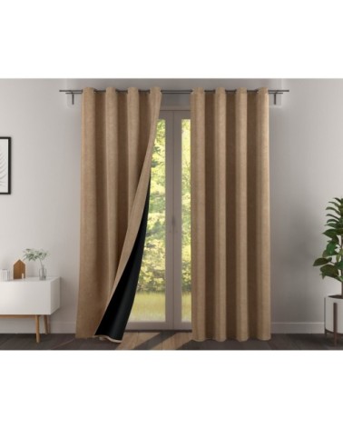 Rideau à l'unité monté sur illet 140x260 en polyester beige