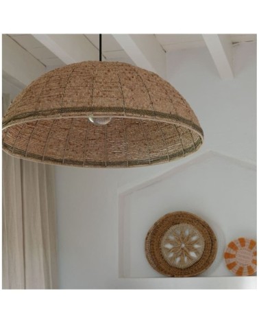 Suspension en perles en bois - naturel et doré - ø 65 cm
