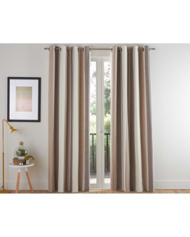 Rideau à l'unité monté sur illet 135x180 en coton beige