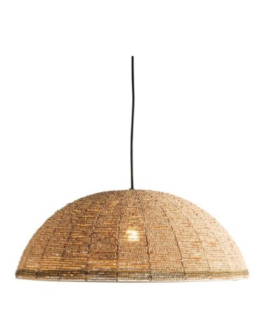 Suspension en perles en bois - naturel et doré - ø 65 cm