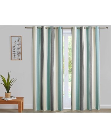 Rideau à l'unité monté sur illet 135x180 en coton vert