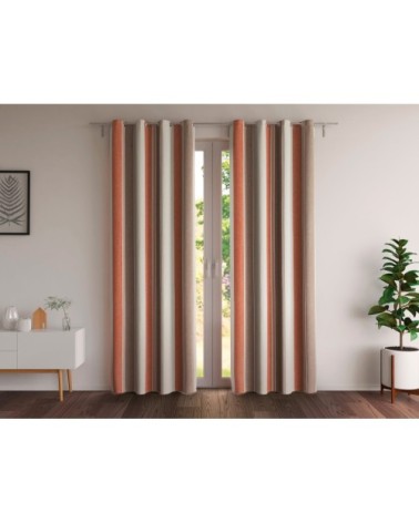 Rideau à l'unité monté sur illet 135x260 en coton rouge