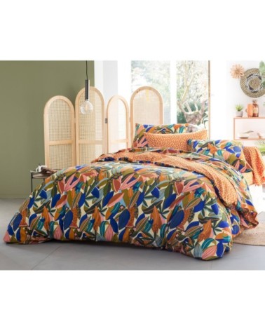 Drap-housse 140x190 multicolore en percale de coton