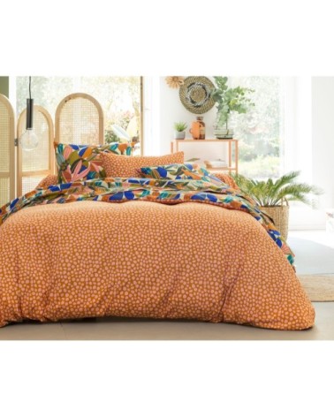 Housse de couette réversible 140x200 multicolore en percale de coton