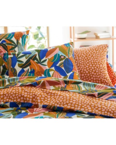 Housse de couette réversible 140x200 multicolore en percale de coton