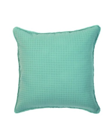Housse de coussin gaze de coton bleu minéral 65X65 CM