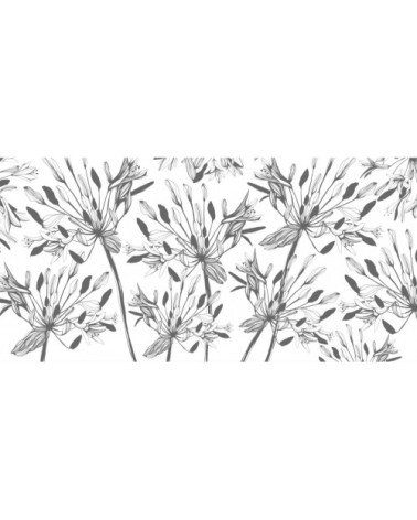 Papier peint panoramique fleur graphique 255 x 250  gris