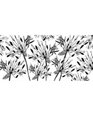 Papier peint panoramique fleur graphique 170 x 250  noir et blanc
