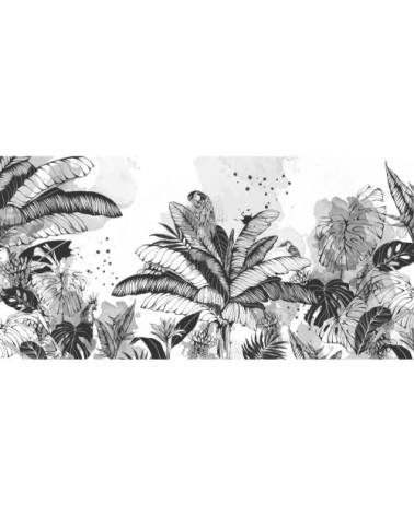 Papier peint panoramique dans la jungle 170 x 250  noir et blanc