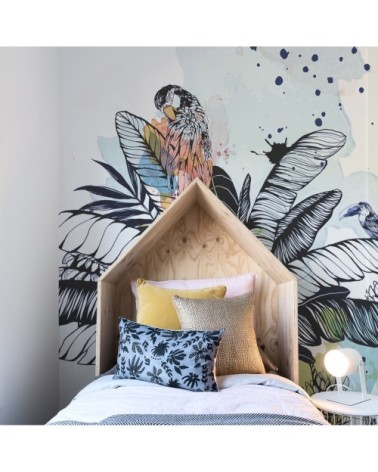 Papier peint panoramique dans la jungle 170 x 250  bleu