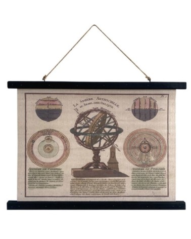 Toile déco globe armillaire à suspendre 60x43cm