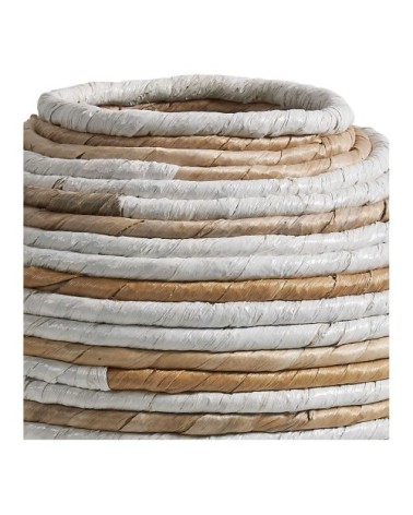 Jarre décorative en abaca - naturel et blanc