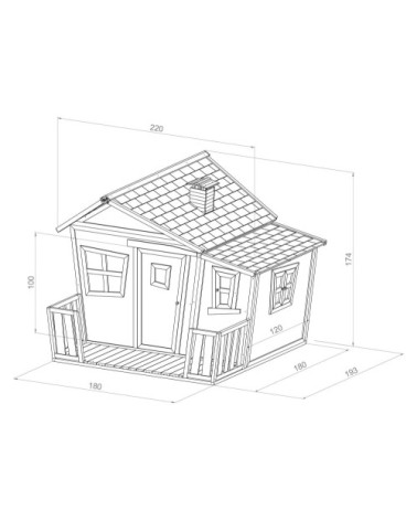 Maisonnette asymétrique en bois brun/blanc pour enfants