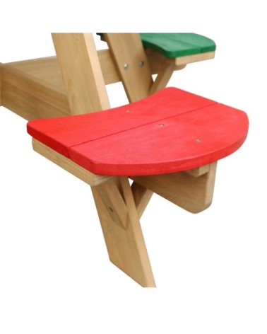 Table de pique-nique ronde en bois arc-en-ciel