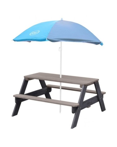 Table de pique-nique gris anthracite gris avec parasol