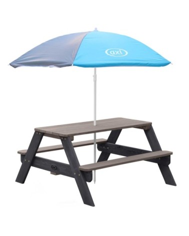 Table de pique-nique gris anthracite gris avec parasol