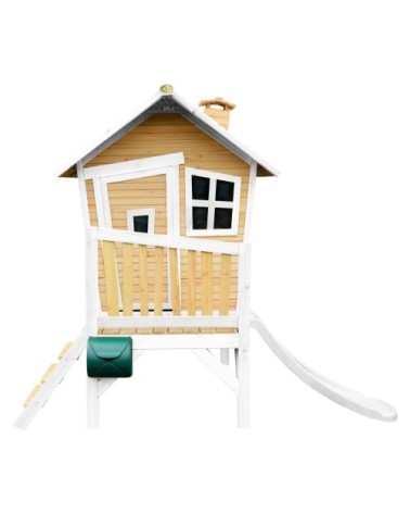 Maisonnette en bois écologique avec toboggan blanc