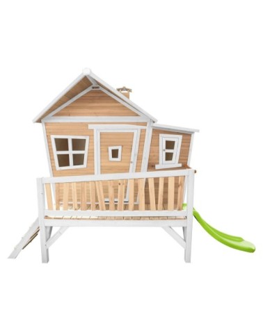 AXI Maisonnette EMMA Brun Blanc avec toboggan Citron vert