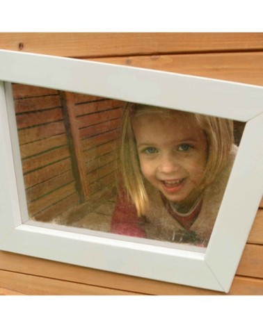 Cabane asymétrique en bois sur pilotis avec toboggan 118 cm rouge