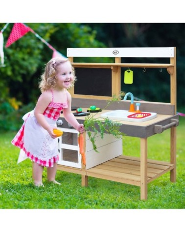 Cuisine en bois intérieure extérieure grande taille