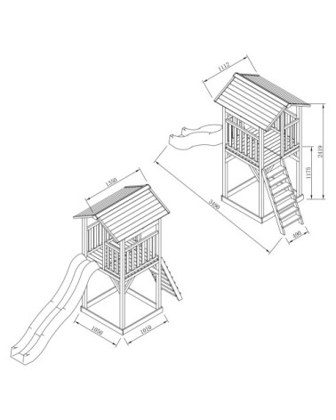 Tour de jeu avec toboggan gris