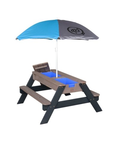 Table sable et eau anthracite avec parasol