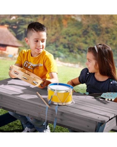 Table sable et eau anthracite avec parasol