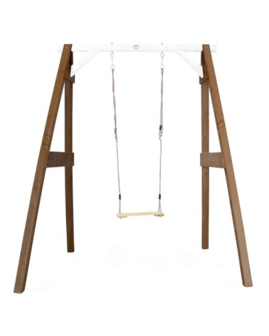 Portique en bois gris/blanc avec balançoire siège nid rond