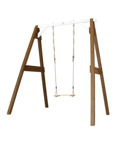 Portique en bois gris/blanc avec balançoire siège nid rond