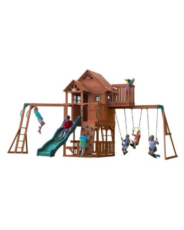 Grande aire de jeux en cèdre pour 9 enfants