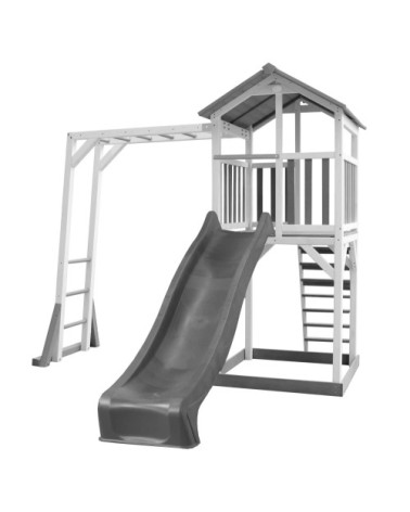 Aire de jeux avec échelle de singe et toboggan gris