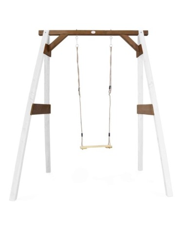 Portique en bois gris/blanc avec balançoire siège nid rond