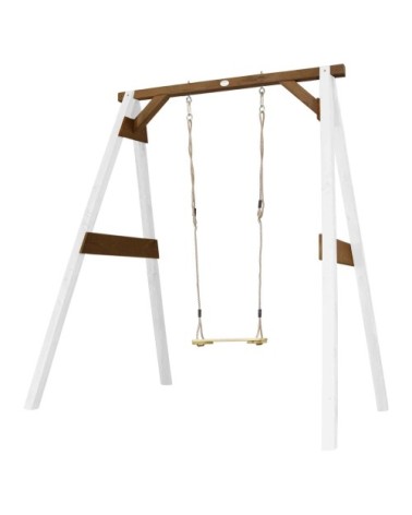 Portique en bois gris/blanc avec balançoire siège nid rond