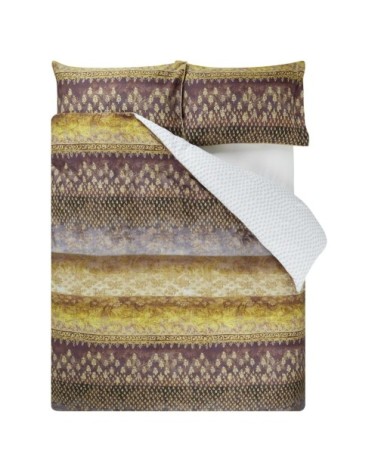 Housse de couette imprimée en satin de coton beige 240x220