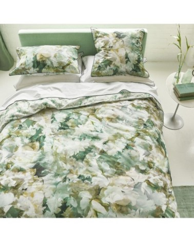 Housse de couette imprimée en percale de coton vert 240x220
