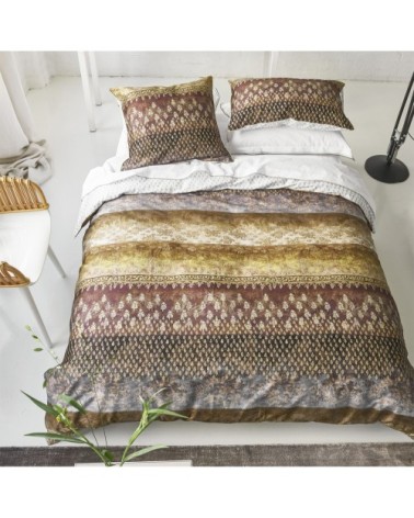 Housse de couette imprimée en satin de coton beige 200x200