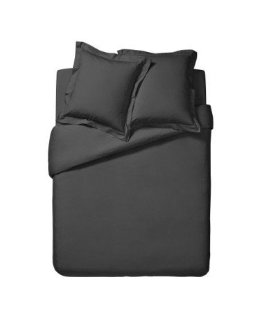Housse de couette unie en percale de coton gris 140x200