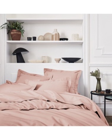 Housse de couette unie en percale de coton rose 140x200
